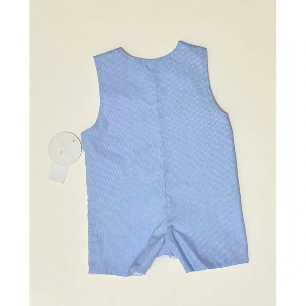 NWT!! EDGEHILL COLLECTION Smocked Bunny Gingham Plaid Romper Blue 12‎ Months
